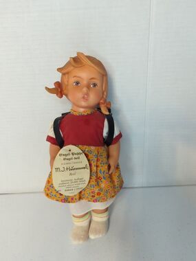 M J  Hummel Goebel Doll Rosl W/ Backpack VTG Grannycore Collectible Cabincore